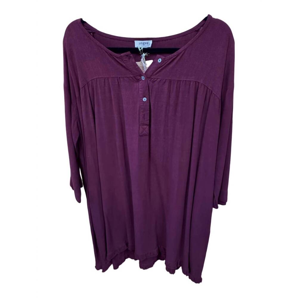 NEW UMGEE women's fray hem dress in burgundy